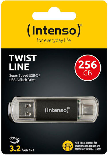Intenso Twist Line 256GB USB 3.2 Stick with connection USB-C & USB-A Black