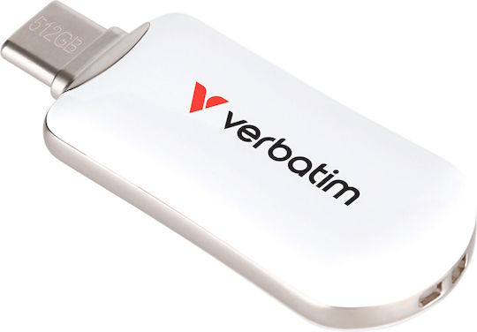 Verbatim 512GB USB 2.0 Stick με σύνδεση USB-C Λευκό