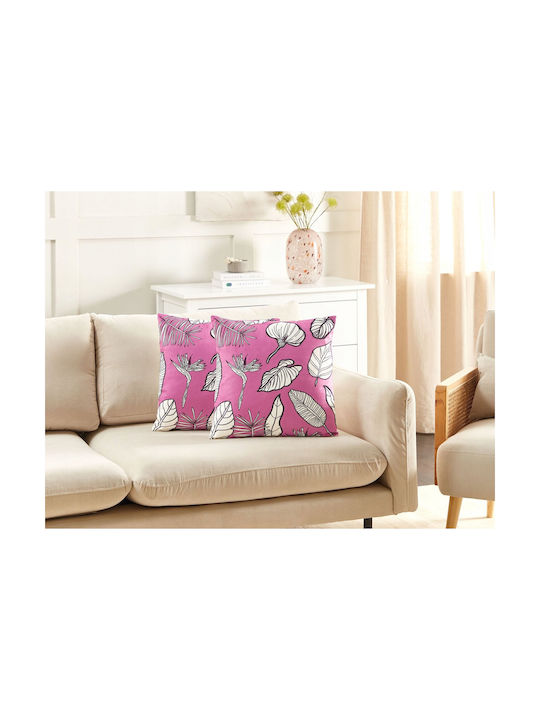 Beliani Μαξιλάρι Καναπέ από Βελούδο Pink 45x45εκ.