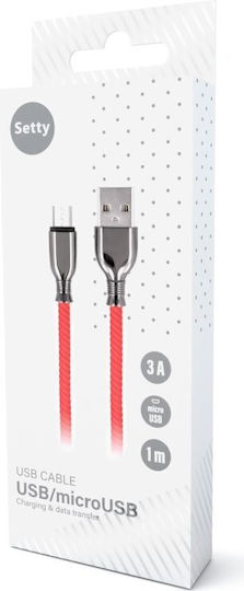 Setty Regular USB 2.0 to micro USB Cable Κόκκινο 1m