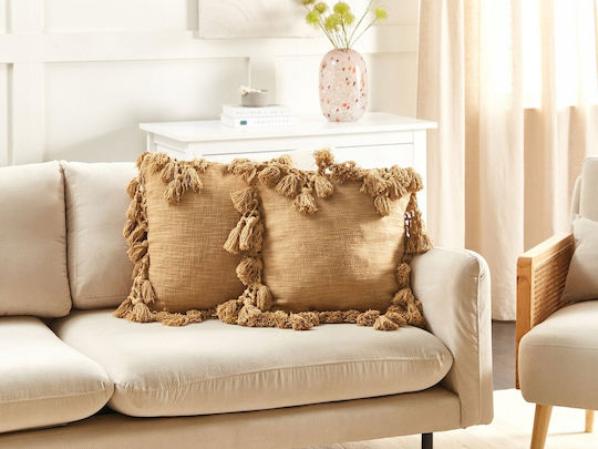 Beliani Throw Pillow Olearia Sand 2 Pieces 45x45cm