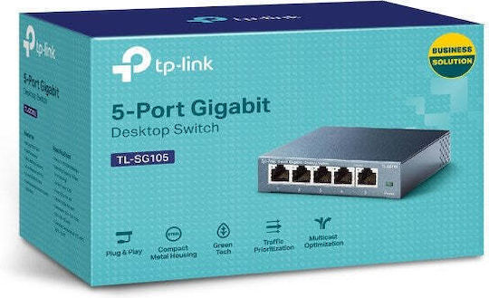 TP-LINK TL-SG105 Unmanaged L2 Switch with 5 Gigabit (1Gbps) Ethernet Ports