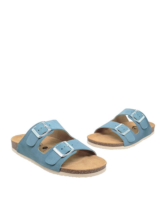Leather Women's Flat Sandals Blue