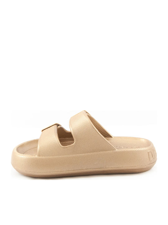 Flache Sandalen für Damen in Gold Farbe