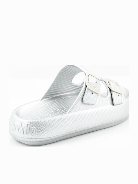 Flache Sandalen für Damen in Silber Farbe
