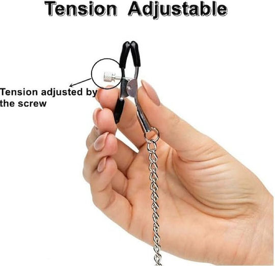 Nip Jewel Nipple Clamps Chain Σφιγκτήρες Θηλών Μεταλλικοί & Αλυσίδα Black
