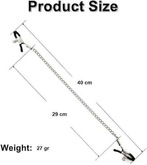 Nip Jewel Nipple Clamps Chain Σφιγκτήρες Θηλών Μεταλλικοί & Αλυσίδα Black