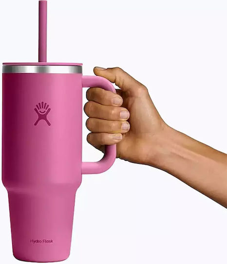 Hydro Flask Travel Tumbler Handled Tumbler Thermos Stainless Steel 1.18lt Reef with Straw and Handle