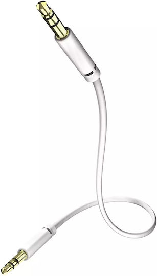 Inakustik Inakustik 3.5mm Jack Cable - 3.5mm Male to 3.5mm Male White Length 0.75m with Gold Plated Terminals Pieces 5