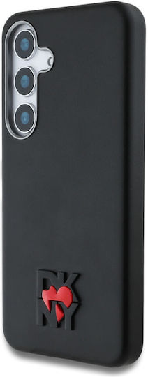 DKNY Leather Heart Of Ny Case Umschlag Rückseite Leder / Kunststoff / Synthetisches Leder / Silikon Schwarz (Galaxy S25)