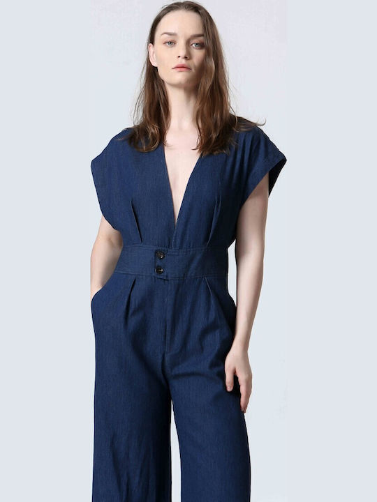 Damen Denim Einteiler Anzug Blue