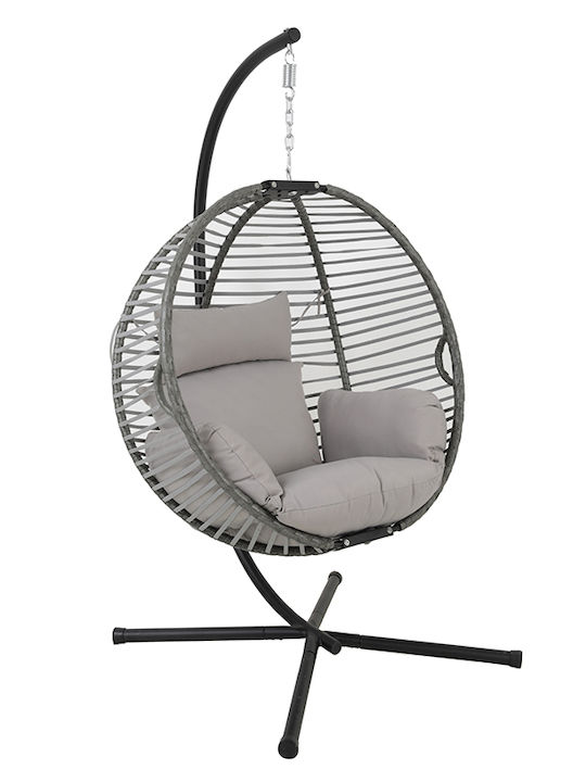 Κρεμαστή Πολυθρόνα Rattan Μ126xΠ126xΥ203cm Γκρι
