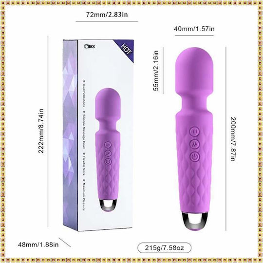Vibrator pentru Stimulare Intimă Siks din Silicon 20 Programe de Vibrație 8 Niveluri de Viteză Rezistent la Apă Dimensiuni 20 X 4 Cm Mov
