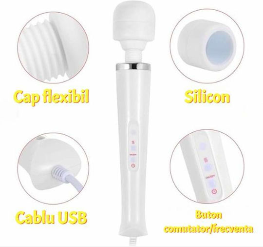 Flexibler Kopf Vibrator Klitorale Stimulation Siks Weiche Silikonspitze 10 Vibrationsmodi Massage Wasserdicht Abmessungen 32 x 6 cm Weiß