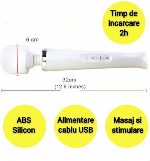 Flexibler Kopf Vibrator Klitorale Stimulation Siks Weiche Silikonspitze 10 Vibrationsmodi Massage Wasserdicht Abmessungen 32 x 6 cm Weiß