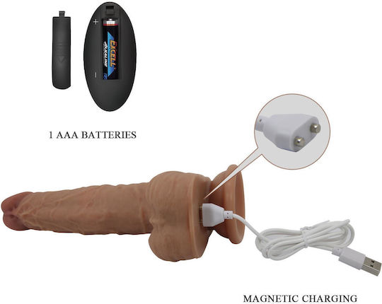 Pretty Love Jonathan 8.3'' Light Brown 3 Vibration Functions Thrusting Wireless Remote Control