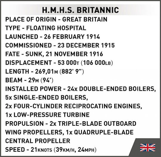 Cobi Τουβλάκια H.m.h.s. Britannic 636τμχ