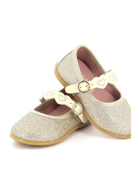 Kids Ballerinas with Adjustable Metal Clasp Gold