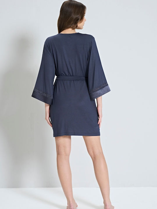 Pijadore Sommer Damen Robe mit Nachthemd Anthracite
