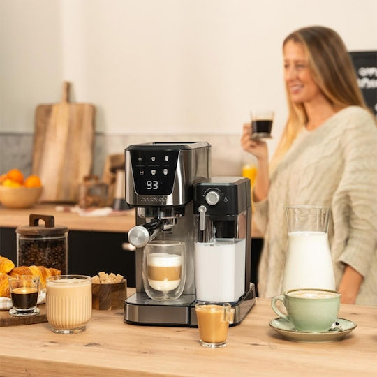 Cecotec Power Espresso 20 Cream Μηχανή Espresso 1350W Πίεσης 20bar για Cappuccino Ασημί