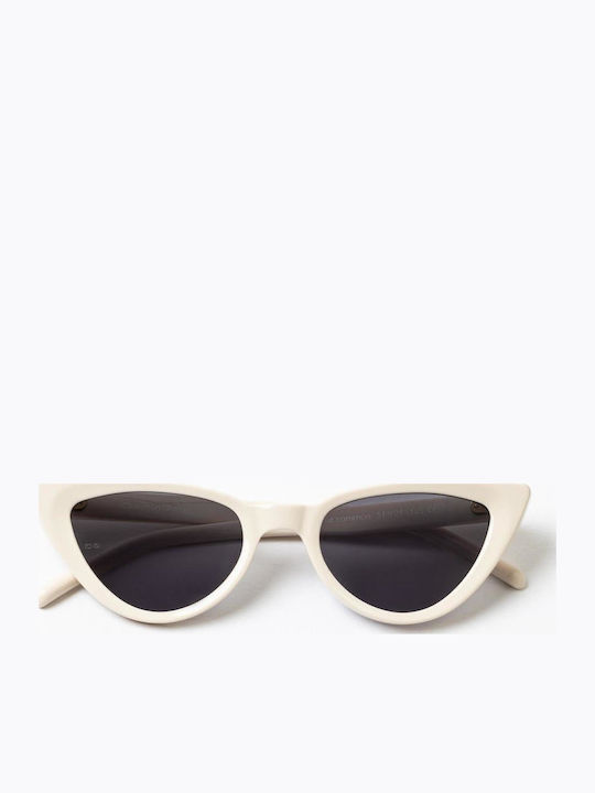 Common Sense Women's Sunglasses with White Plastic Frame and Gray Lens CS009