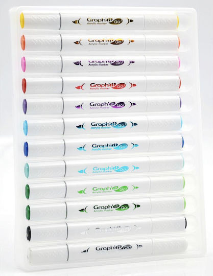 Graph' it Acrylic Markers Assorted Colors 12pcs