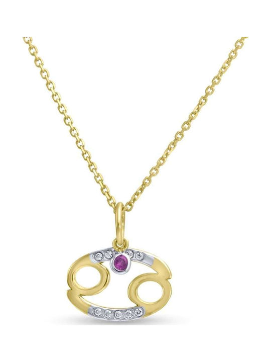 Krebs Tierkreiszeichen Charm aus 9K Gold mit Zirkon KР2961