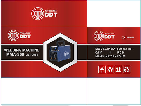 DDT Ηλεκτροκόλληση Inverter MMA με Μέγιστο Ρεύμα Συγκόλλησης 300A και Κύκλο Εργασίας 60%