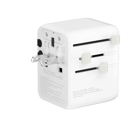 Mophie Încărcător Fără Cablu GaN cu 2 Porturi USB-A și 3 Porturi USB-C 70W Albς (Essential)