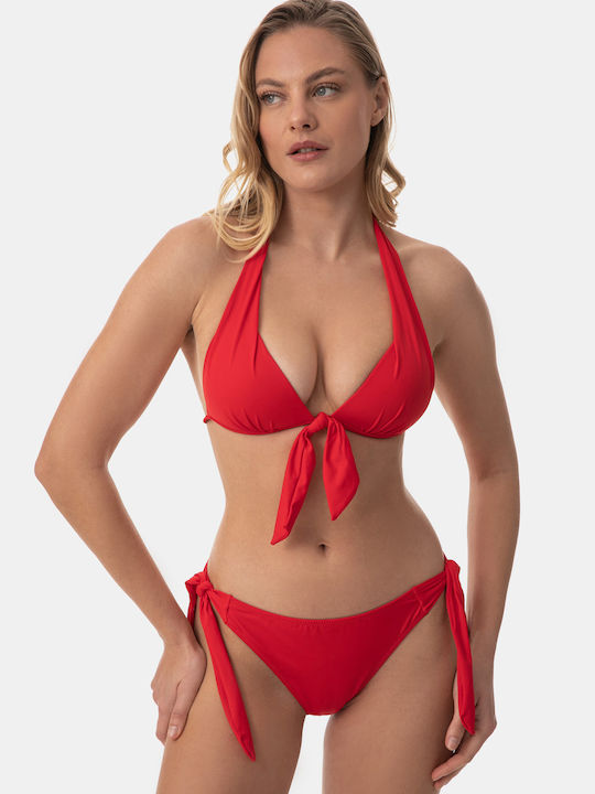 Bikini Slip με Κορδονάκια Κόκκινο