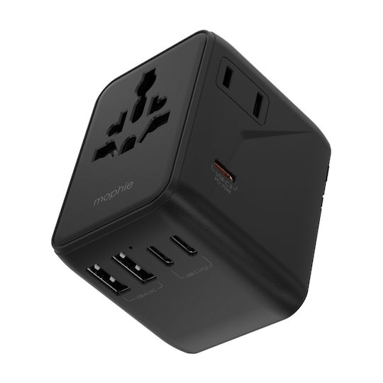 Mophie Încărcător Fără Cablu GaN cu 2 Porturi USB-A și 3 Porturi USB-C 70W Negruς (Essential )