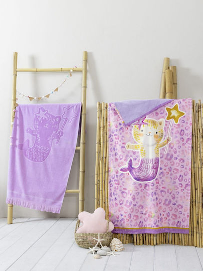 Nima Kids Beach Towel 70x140 Kira Jacquard Lilac