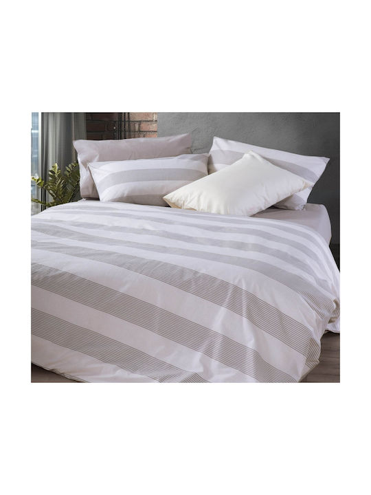 Nef-Nef Homeware Casual Stripe Kissenbezug mit Umschlagumschlag Ecru 52x72cm.