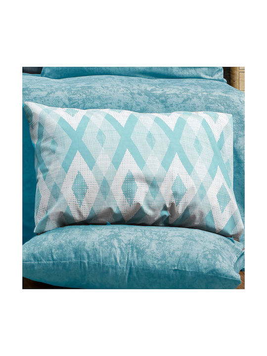Dimcol Ευδοξία Σετ Μαξιλαροθήκες με Φάσα 481 Sky Blue 50x70εκ.