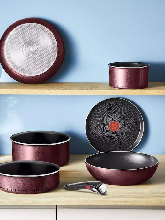 Tefal Ingenio Simply Cook Комплект Съдове За Готвене От Алуминий Бордо С Незалепващо Покритие 4 Части