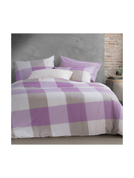 Nef-Nef Homeware Casual Check Față de Pernă cu plic de acoperire Mauve 52x72cm.
