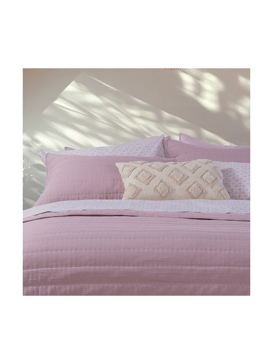 Nef-Nef Homeware Colorfull Kissenbezug-Set mit Umschlagumschlag Gesteppt Lilac 52x72cm.