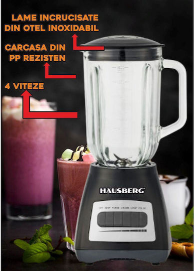 Hausberg Blender Cu Cană Din Sticlă 1,5 L Putere 500W Negru HB7772NG