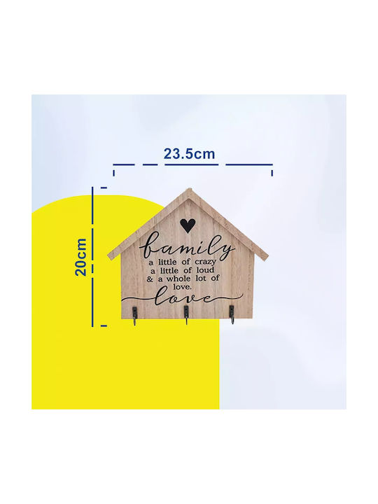 Uncle George Hanging Wall Decoration Wood Metal Key Hooks House Shape Black Color 23.5x1x20cm Wood