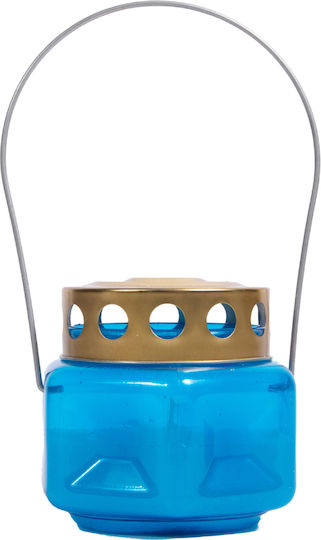 Hexagonal Plastic Candle Lantern with Metal Lid Handle 1 Piece Red