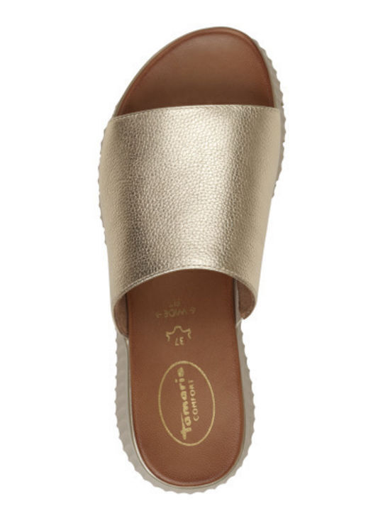 Leather Women's Flat Sandals Anatomic in Gold Color