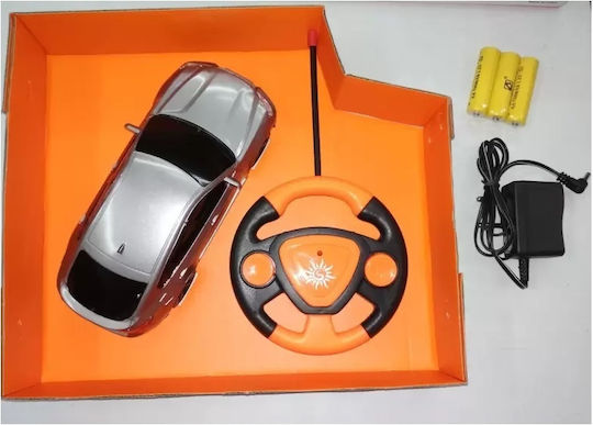 Mașină de curse RC cu LED-uri pentru copii de 6 ani și peste, scară 1:24, plastic 20x8x5 cm, portocaliu argintiu galben