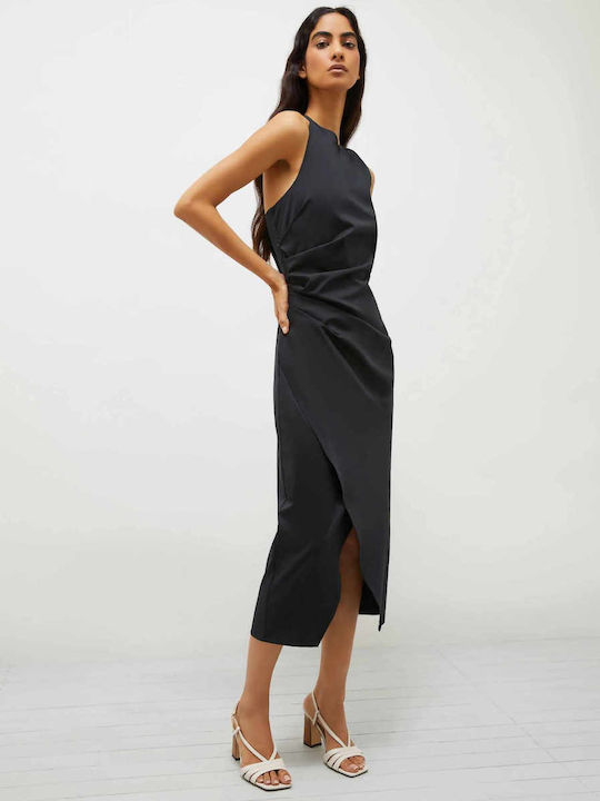 Midi Evening Satin Black Dress