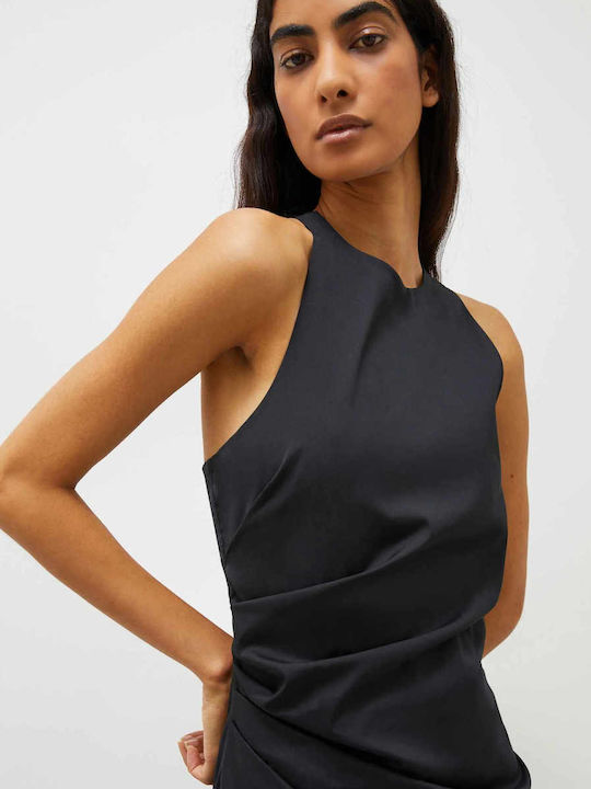 Midi Evening Satin Black Dress