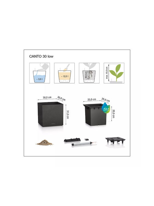 Lechuza Canto Self-watering Pot Plastic Light Grey 30x30x30cm.