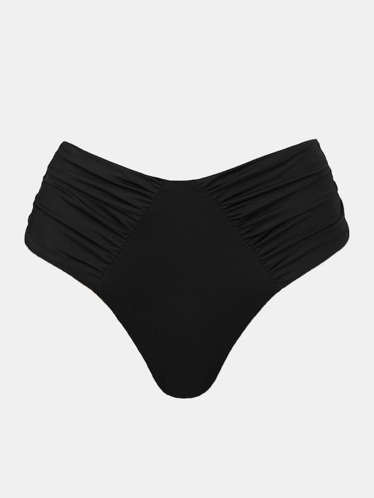 Ruched Black Bikini Bottoms
