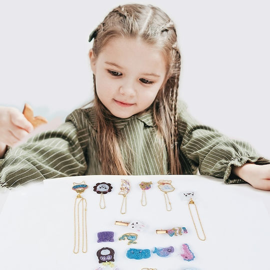 Set DIY 6 Pandantive Metalice Culori Sclipici Rășină UV Lanț Auriu Temă Deșert Copii 8 Ani+ Multicolor