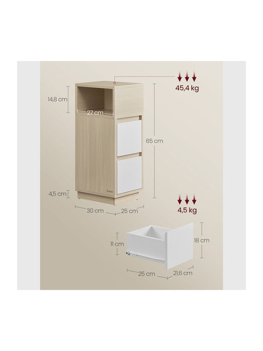 Nachttisch Beige 30x25x65cm