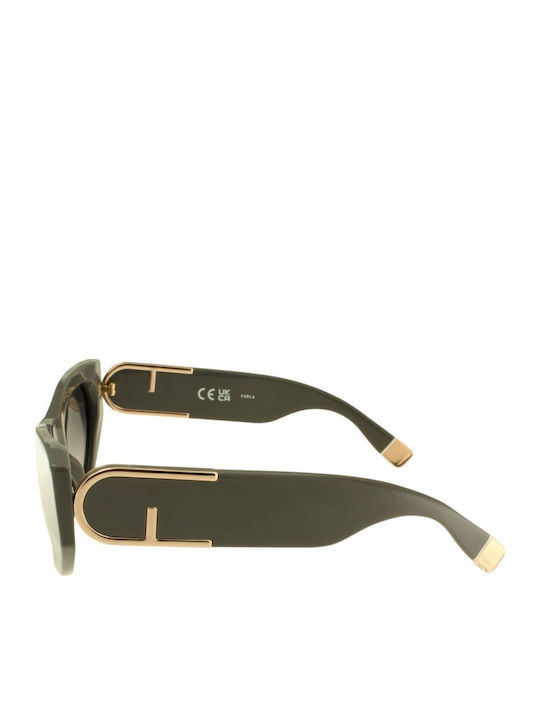 Furla Women's Sunglasses with Green Plastic Frame and Green Gradient Lens SFU881 0GFS
