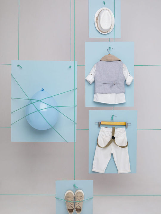 Baptism Suit for Boy Dionisis White-Light Blue-Beige 1720 Bambolino Bmb-1720